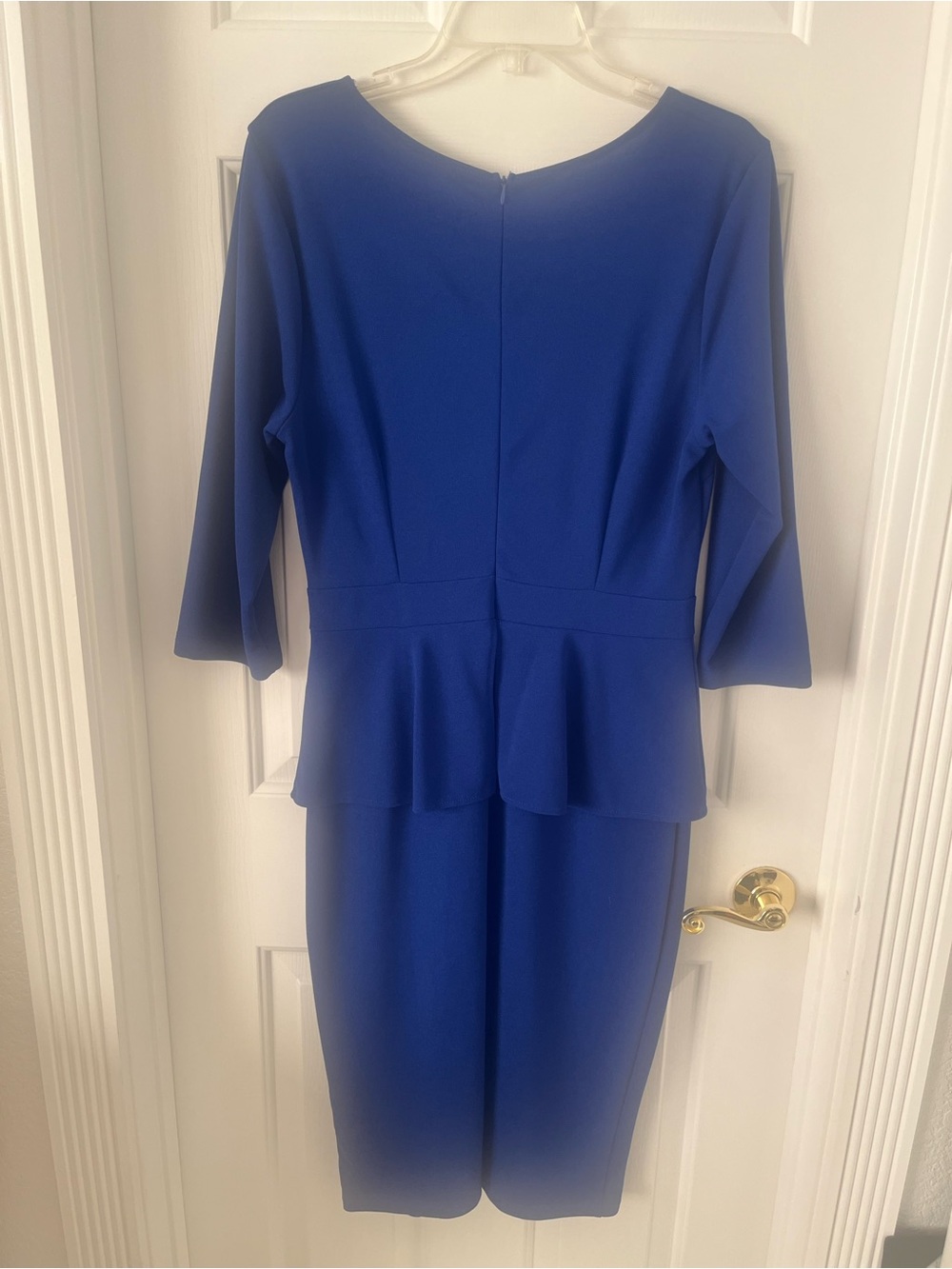 Elegant Royal Blue Peplum Sheath Dress